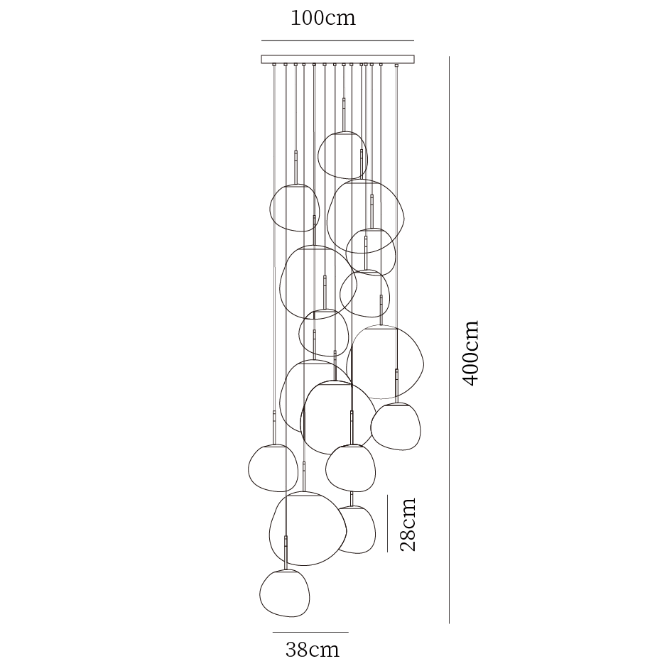 Lampada a sospensione multi-flame | Design scultoreo Melt