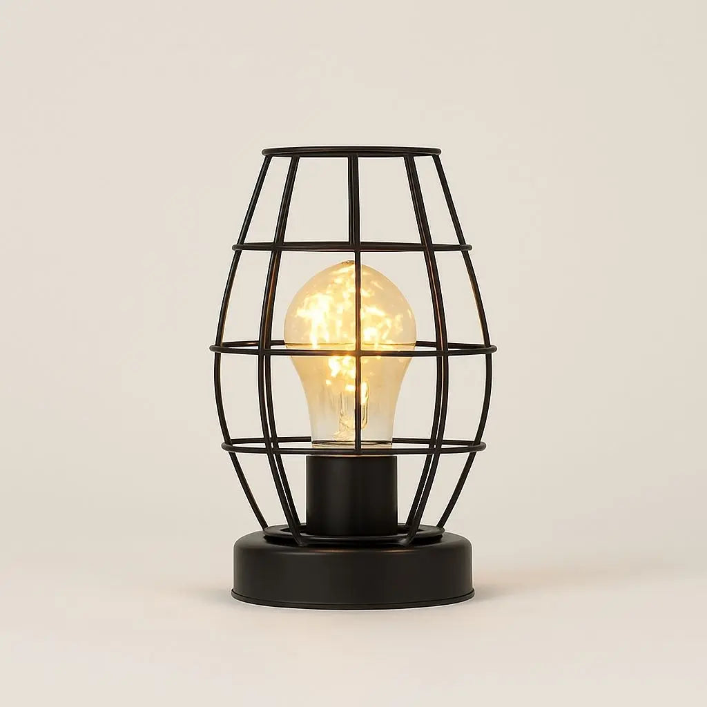 Lampada da Tavolo LED con Gabbia in Metallo