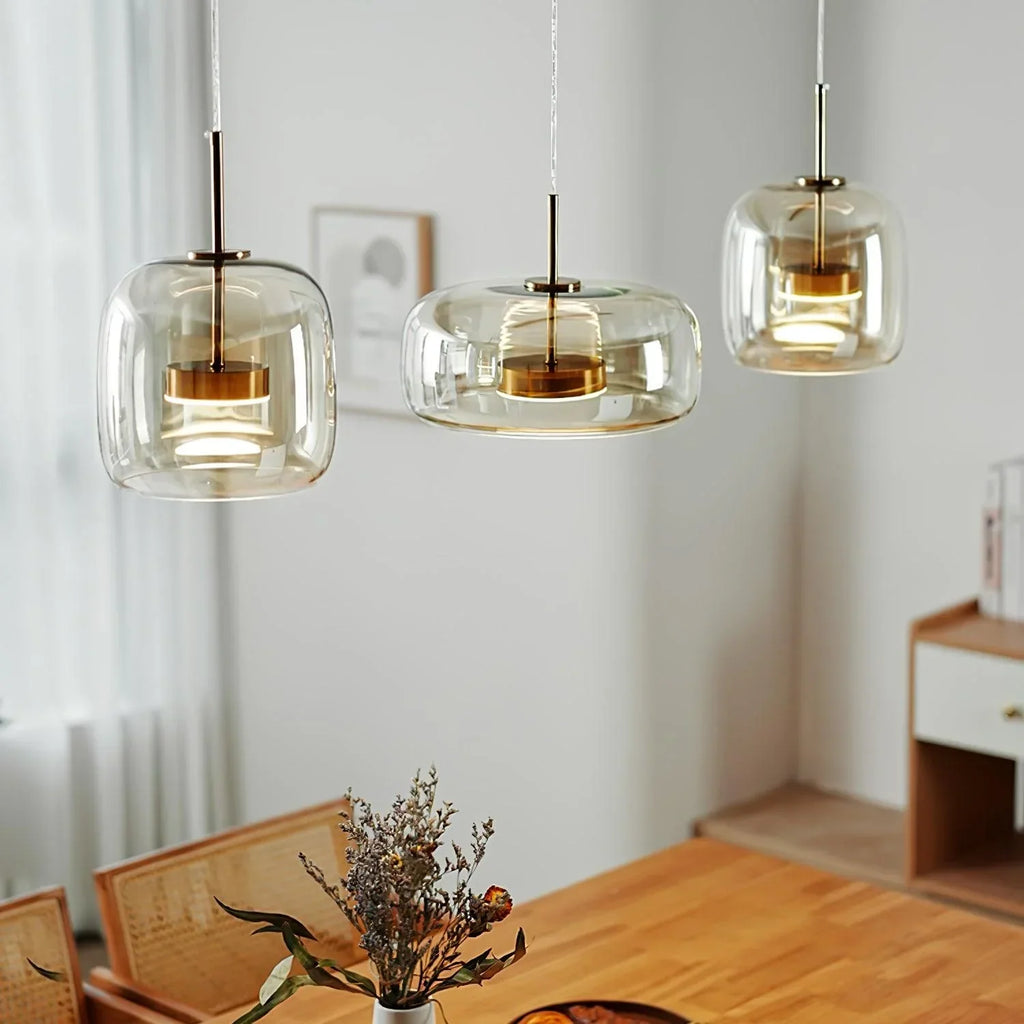 Lampadario in Vetro Moderno di Giugno Trasparente/Amber/Grigio Fumo