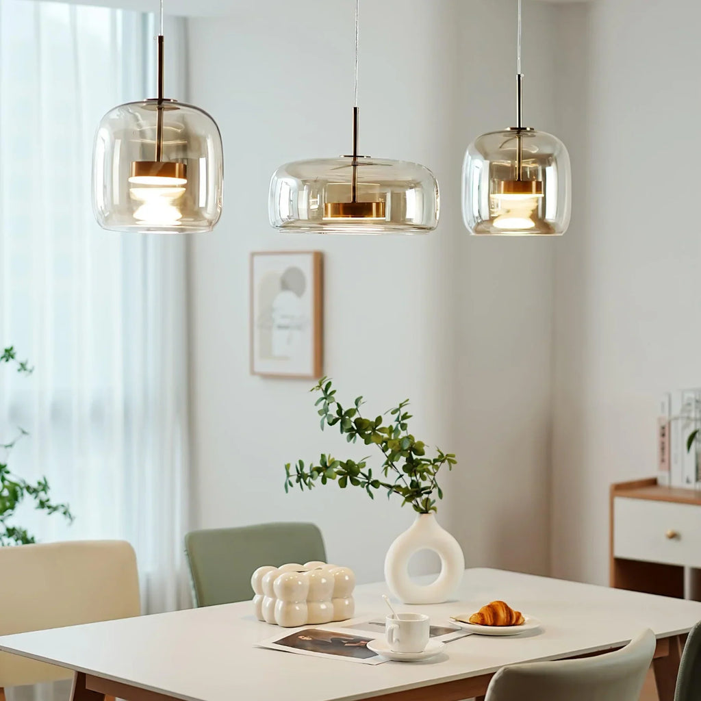 Lampadario in Vetro Moderno di Giugno Trasparente/Amber/Grigio Fumo