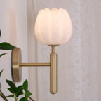 Lampada da Parete Ralin in Alabastro con Fiori