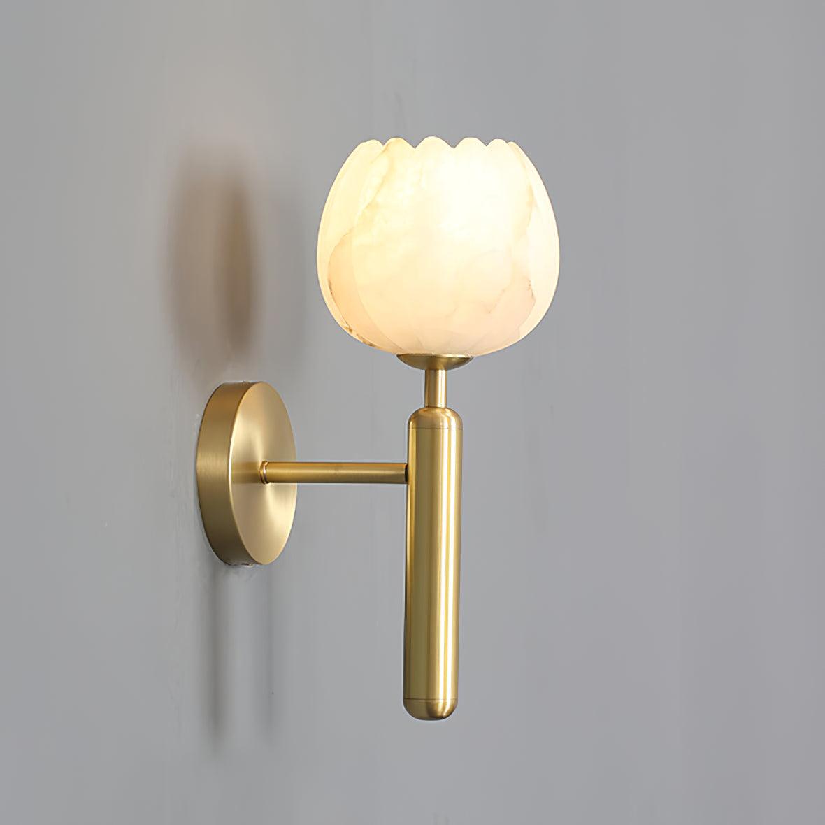 Lampada da Parete Ralin in Alabastro con Fiori