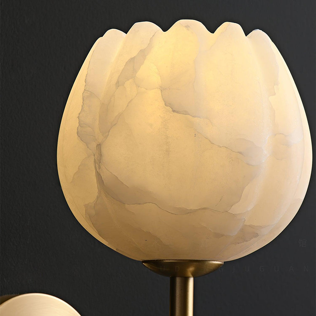 Lampada da Parete Ralin in Alabastro con Fiori