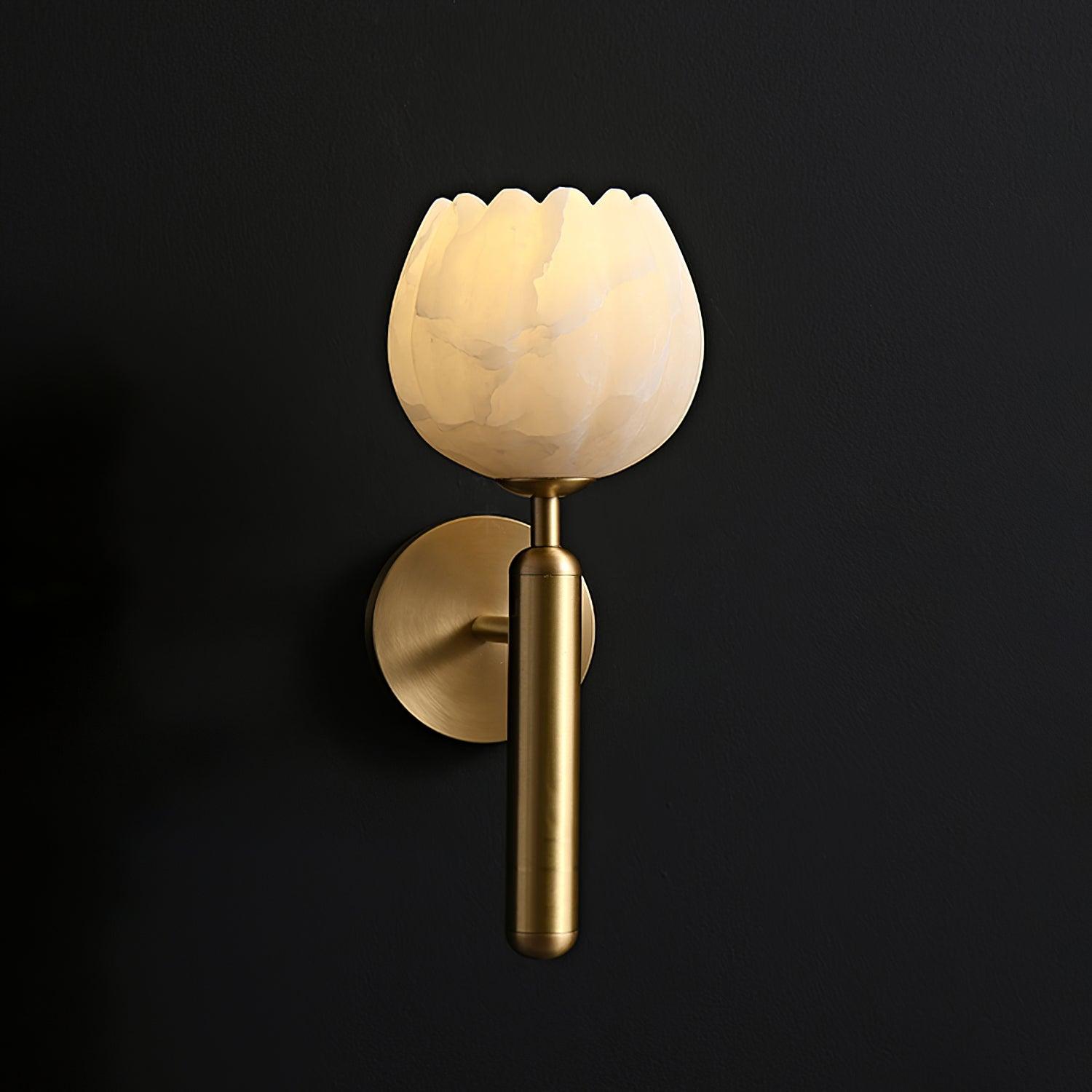 Lampada da Parete Ralin in Alabastro con Fiori