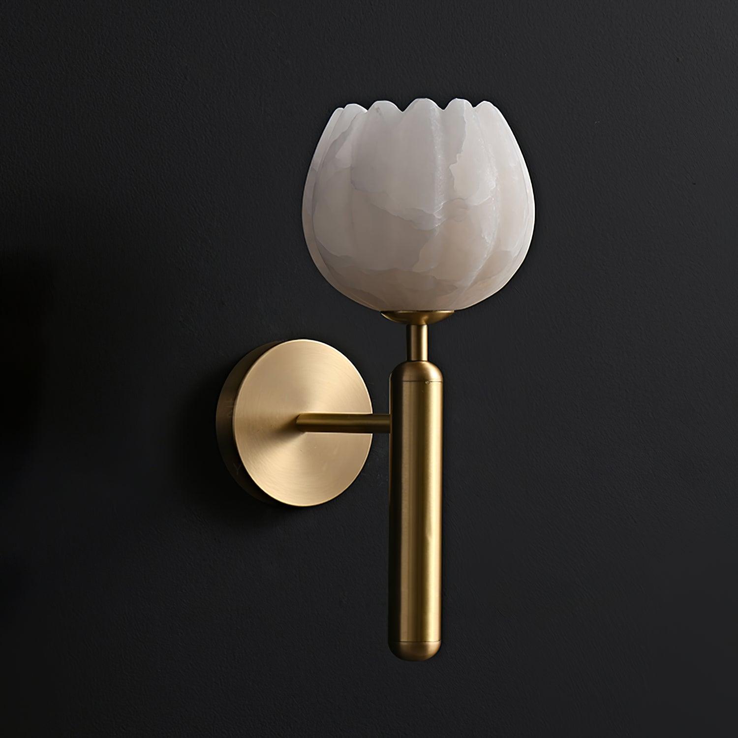 Lampada da Parete Ralin in Alabastro con Fiori