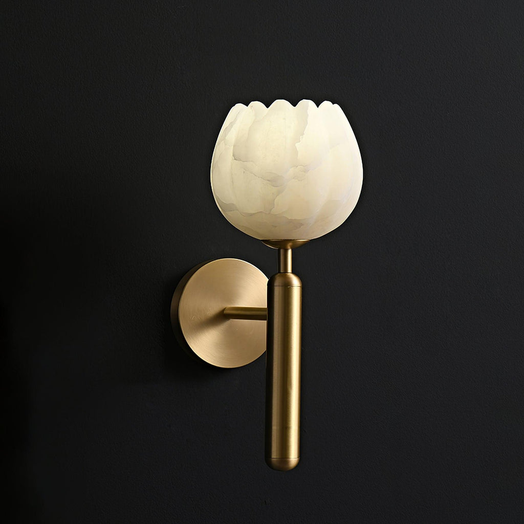 Lampada da Parete Ralin in Alabastro con Fiori