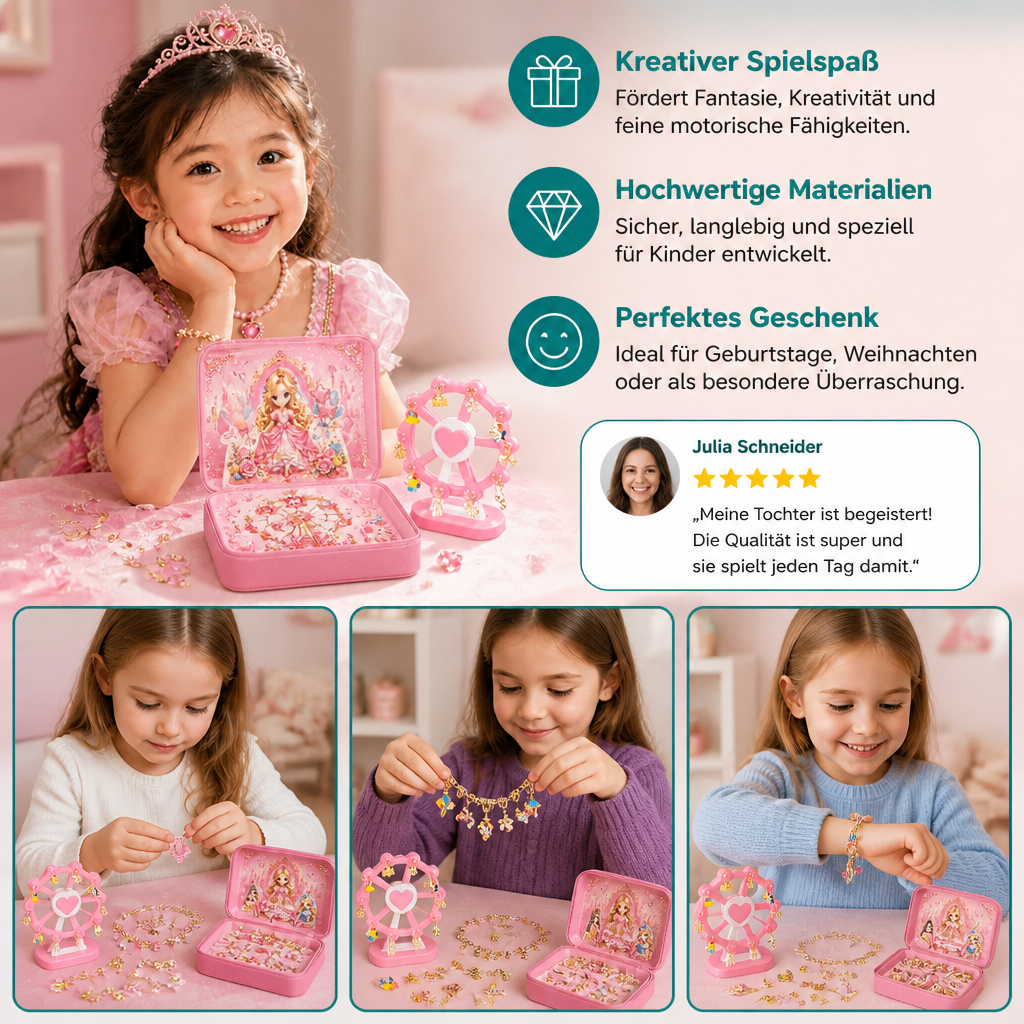 Calendario dell'Avvento delle Principesse – Set per Creare Gioielli e Braccialetti Fai-da-te