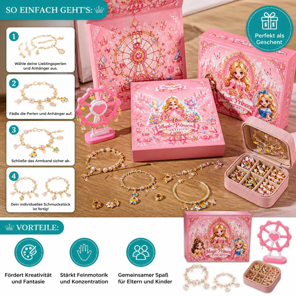 Calendario dell'Avvento delle Principesse – Set per Creare Gioielli e Braccialetti Fai-da-te