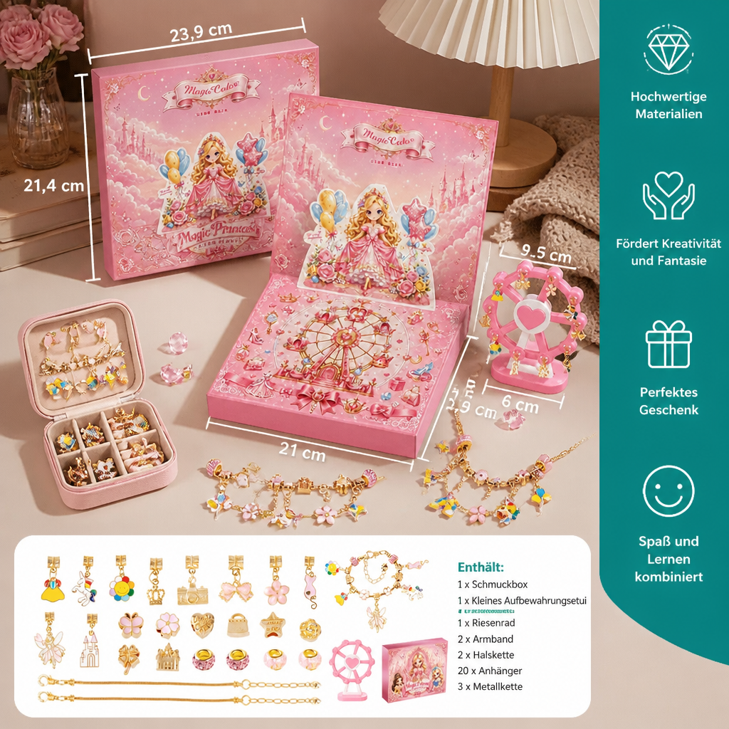 Calendario dell'Avvento delle Principesse – Set per Creare Gioielli e Braccialetti Fai-da-te