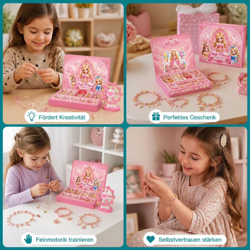Calendario dell'Avvento delle Principesse – Set per Creare Gioielli e Braccialetti Fai-da-te