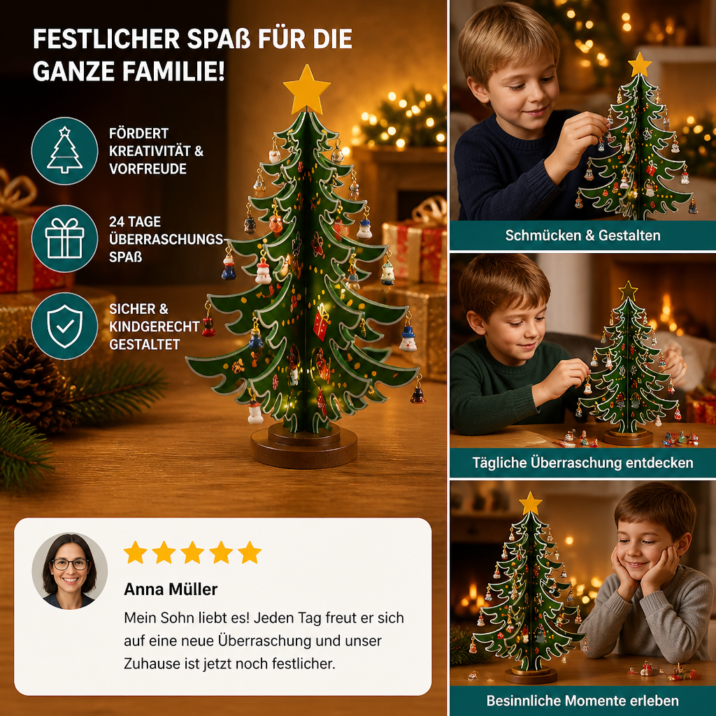 Mini Decorazioni per Albero di Natale Calendario dell'Avvento – 24 Giorni di Sorprese Natalizie