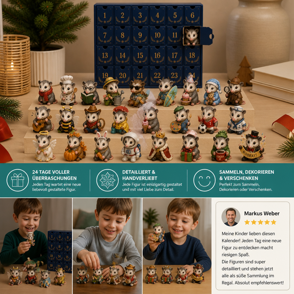 Calendario dell'Avvento Opossum – 24 Giorni di Simpatiche Figure di Opossum