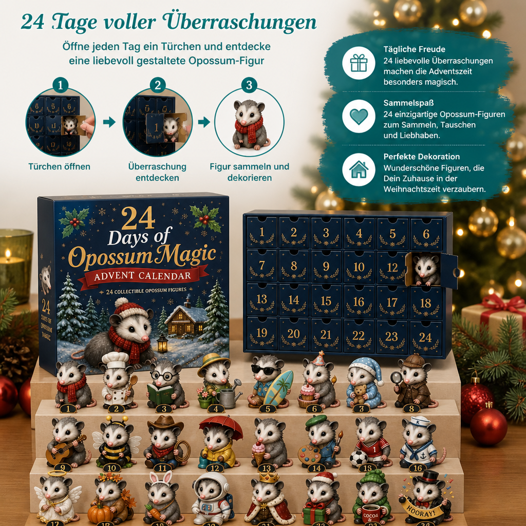 Calendario dell'Avvento Opossum – 24 Giorni di Simpatiche Figure di Opossum