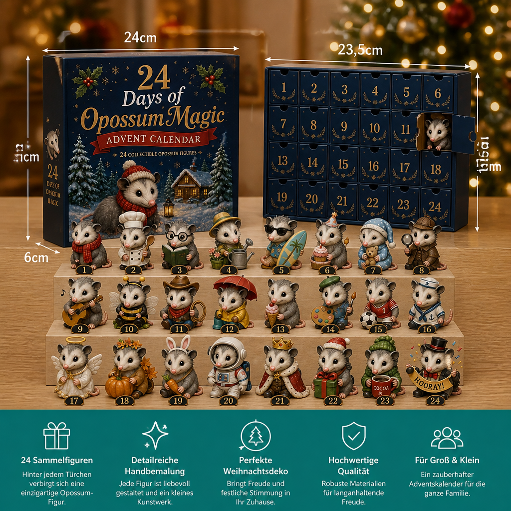 Calendario dell'Avvento Opossum – 24 Giorni di Simpatiche Figure di Opossum