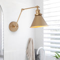 Applique da parete a braccio oscillante con una luce a cono in stile mid-century per la camera da letto