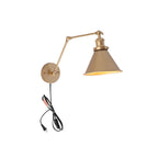 Applique da parete a braccio oscillante con una luce a cono in stile mid-century per la camera da letto