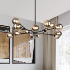 Lampadario a Bolle in Vetro con 15 Luci Stile Mid-Century