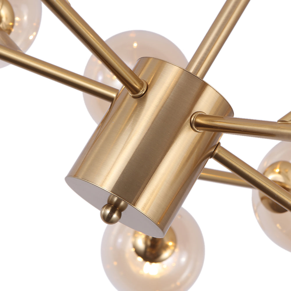 Lampadario a Bolle in Vetro con 15 Luci Stile Mid-Century