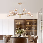 Lampadario a Bolle in Vetro con 15 Luci Stile Mid-Century