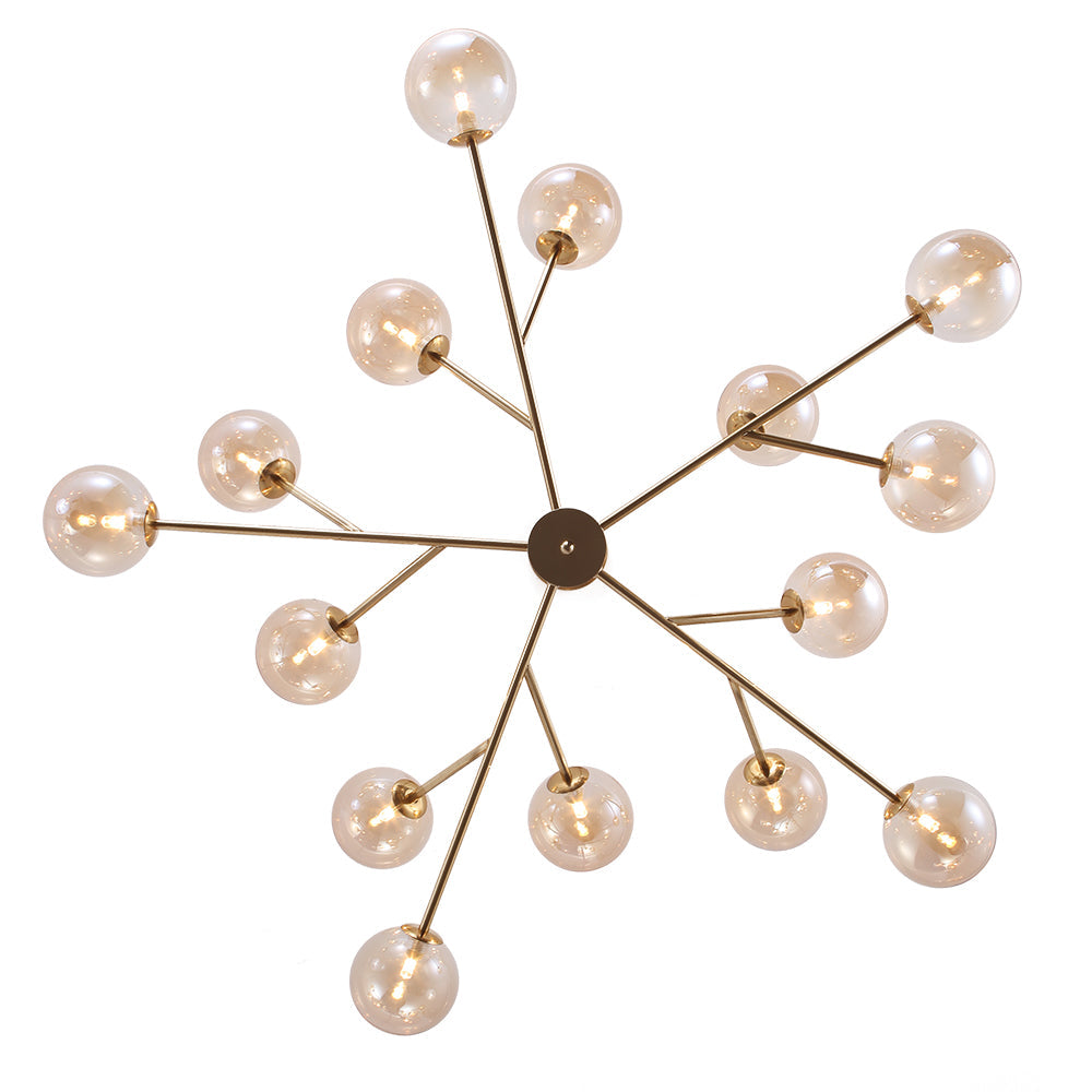 Lampadario a Bolle in Vetro con 15 Luci Stile Mid-Century
