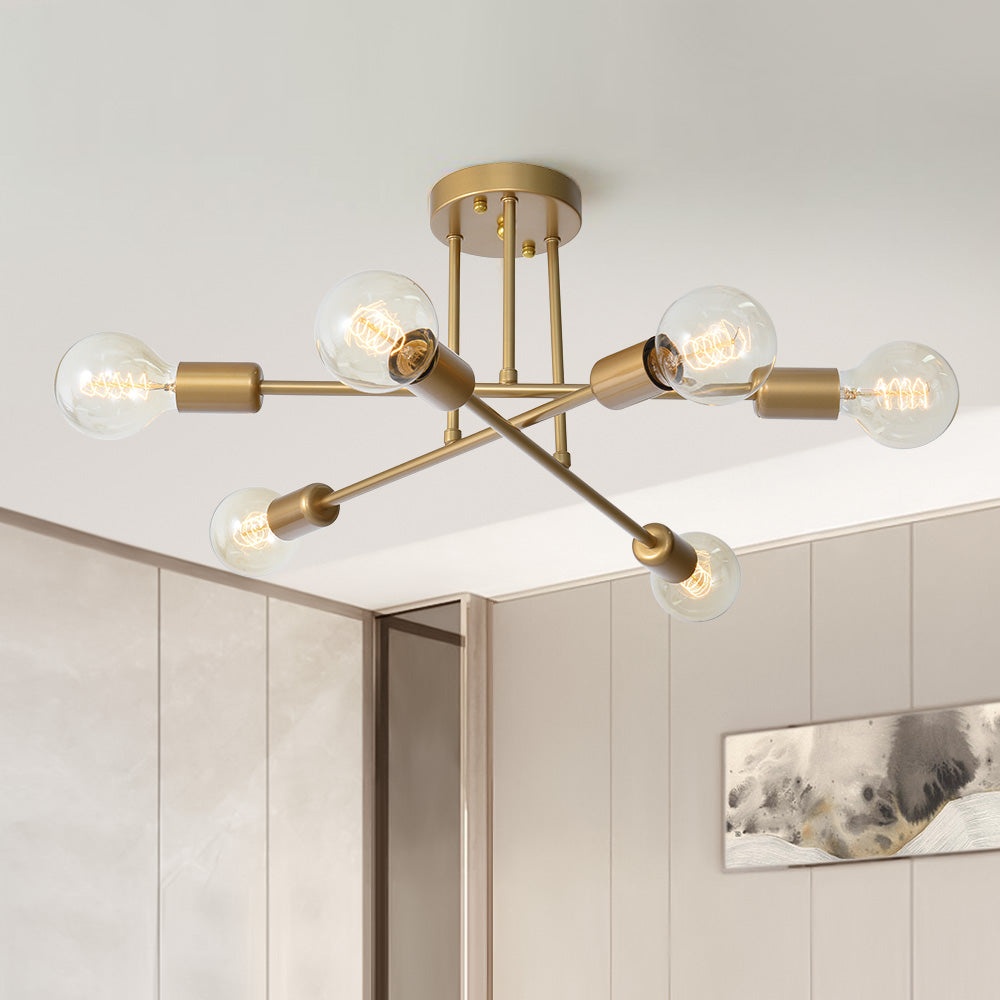 Lampadario Semi Flush Moderno in Ottone Vallin