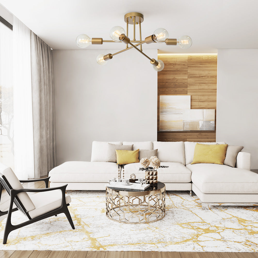 Lampadario Semi Flush Moderno in Ottone Vallin