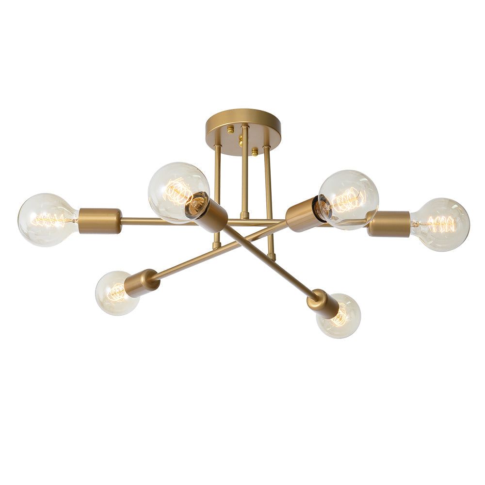 Lampadario Semi Flush Moderno in Ottone Vallin