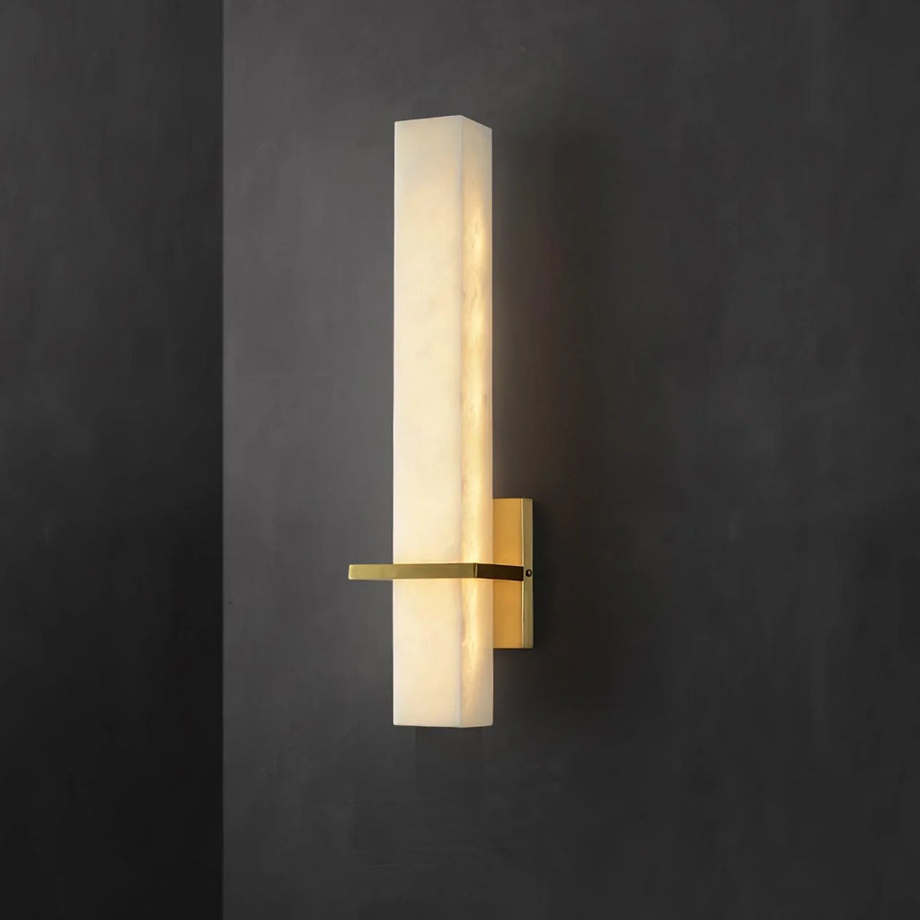 Lampada da Parete Ritta Alabastro Bianco Ottone Cubo Moderno