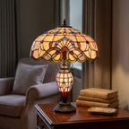Lampada da Tavolo Tiffany Minster Cradley Doppia Illuminazione 18"