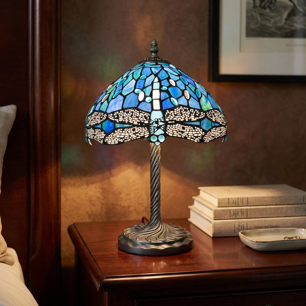 Lampada da tavolo Minster Tiffany 10" Libellula Blu