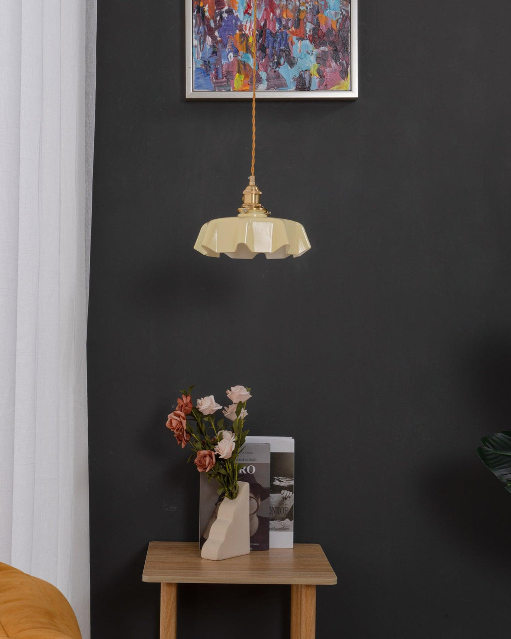 Lampada a Sospensione con Pendente a Fiore Francese