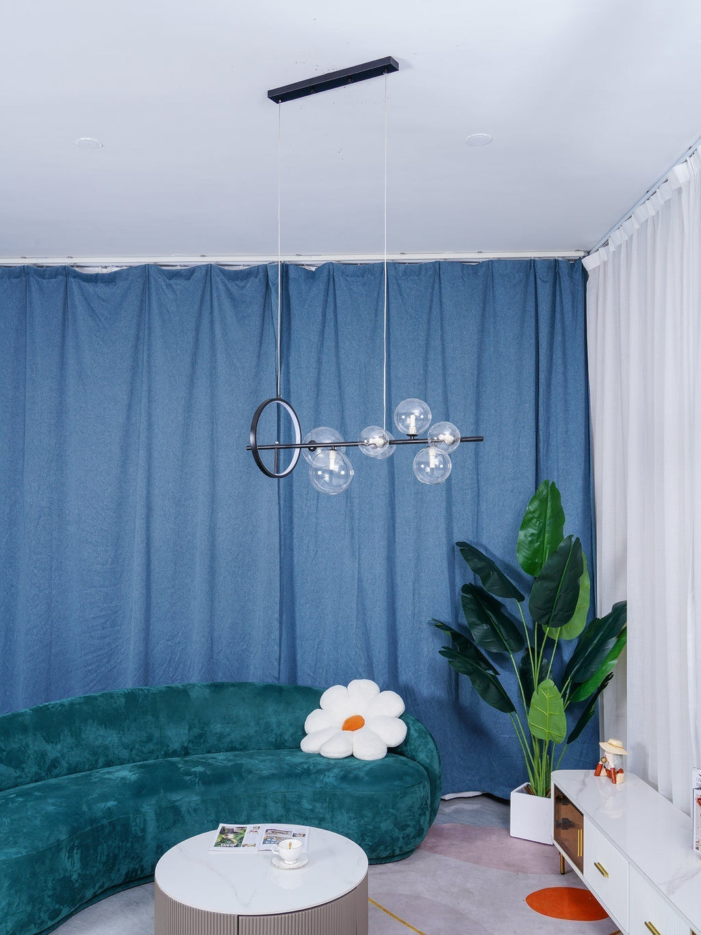 Lustra Lux Lampadario Vetro Bolla Nordico Nero LED