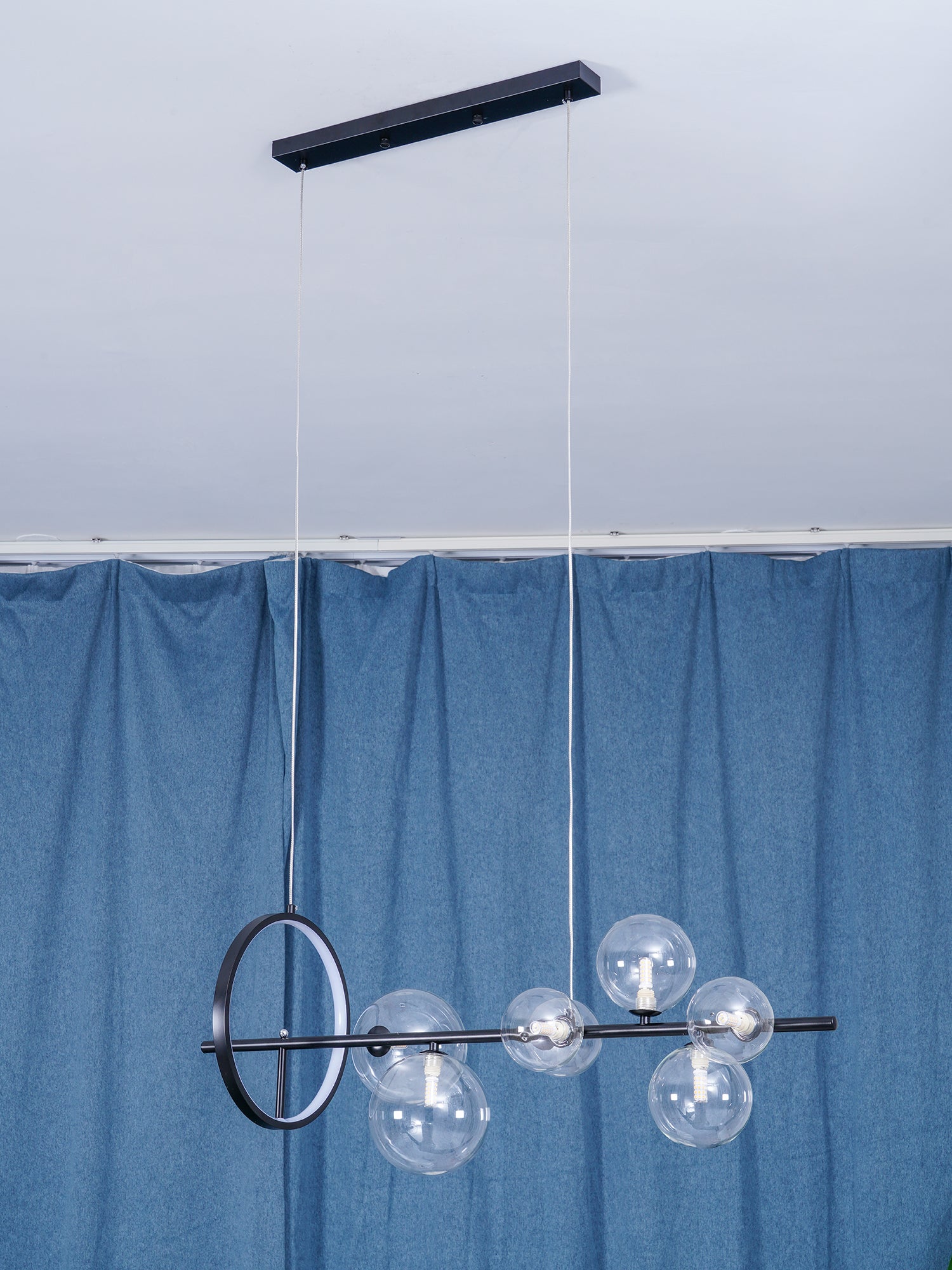 Lustra Lux Lampadario Vetro Bolla Nordico Nero LED