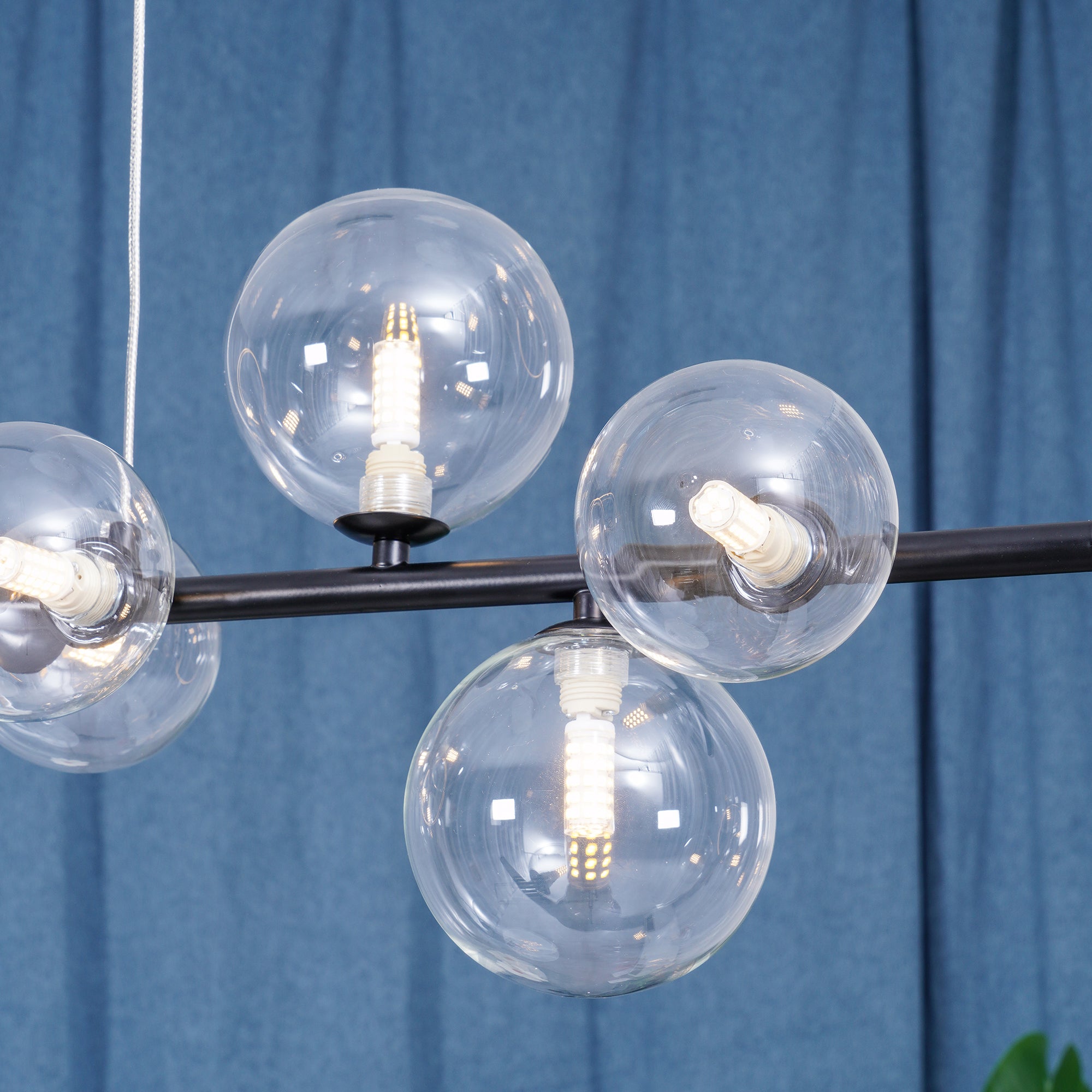 Lustra Lux Lampadario Vetro Bolla Nordico Nero LED