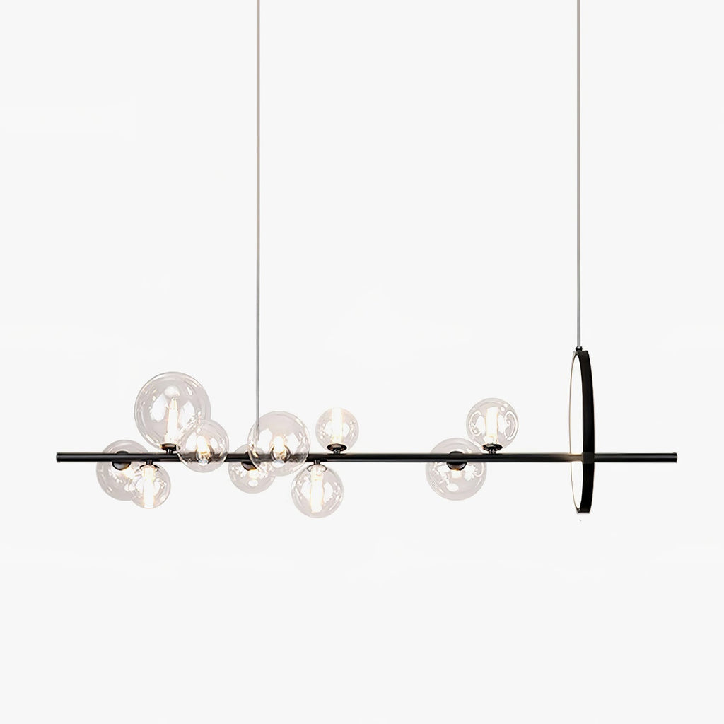Lustra Lux Lampadario Vetro Bolla Nordico Nero LED