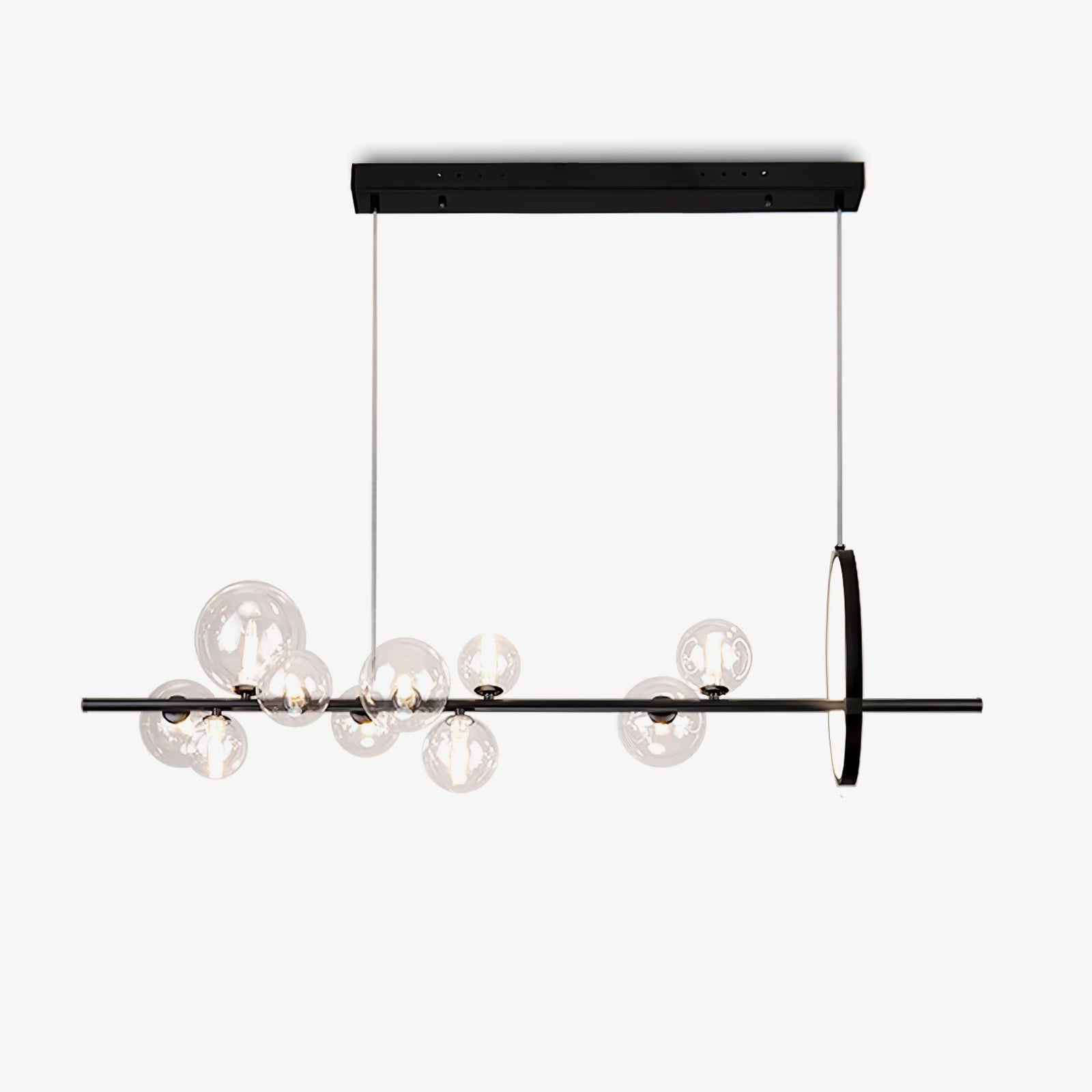 Lustra Lux Lampadario Vetro Bolla Nordico Nero LED