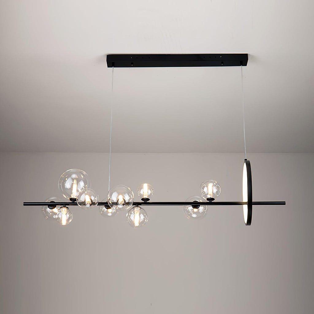 Lustra Lux Lampadario Vetro Bolla Nordico Nero LED