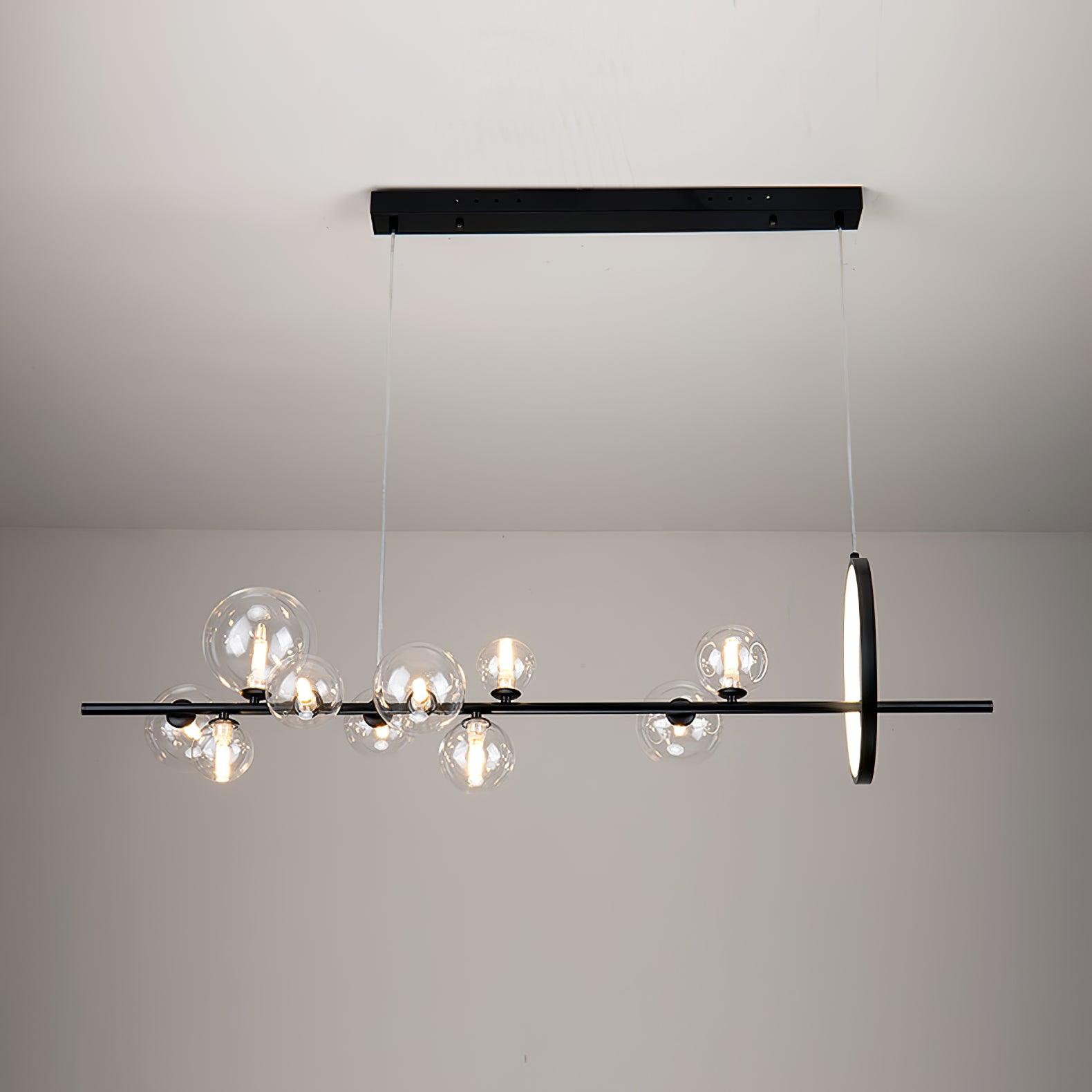 Lustra Lux Lampadario Vetro Bolla Nordico Nero LED