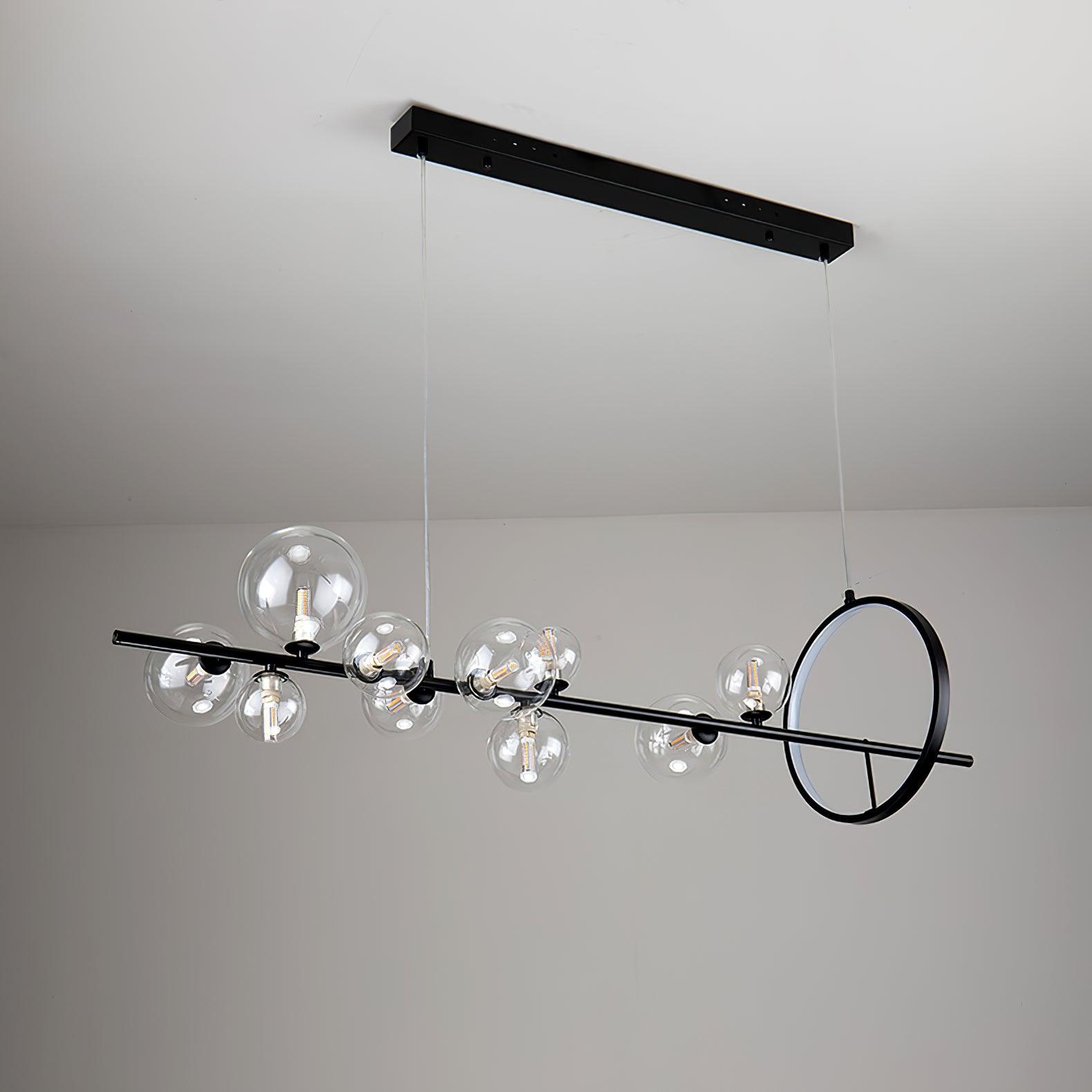 Lustra Lux Lampadario Vetro Bolla Nordico Nero LED