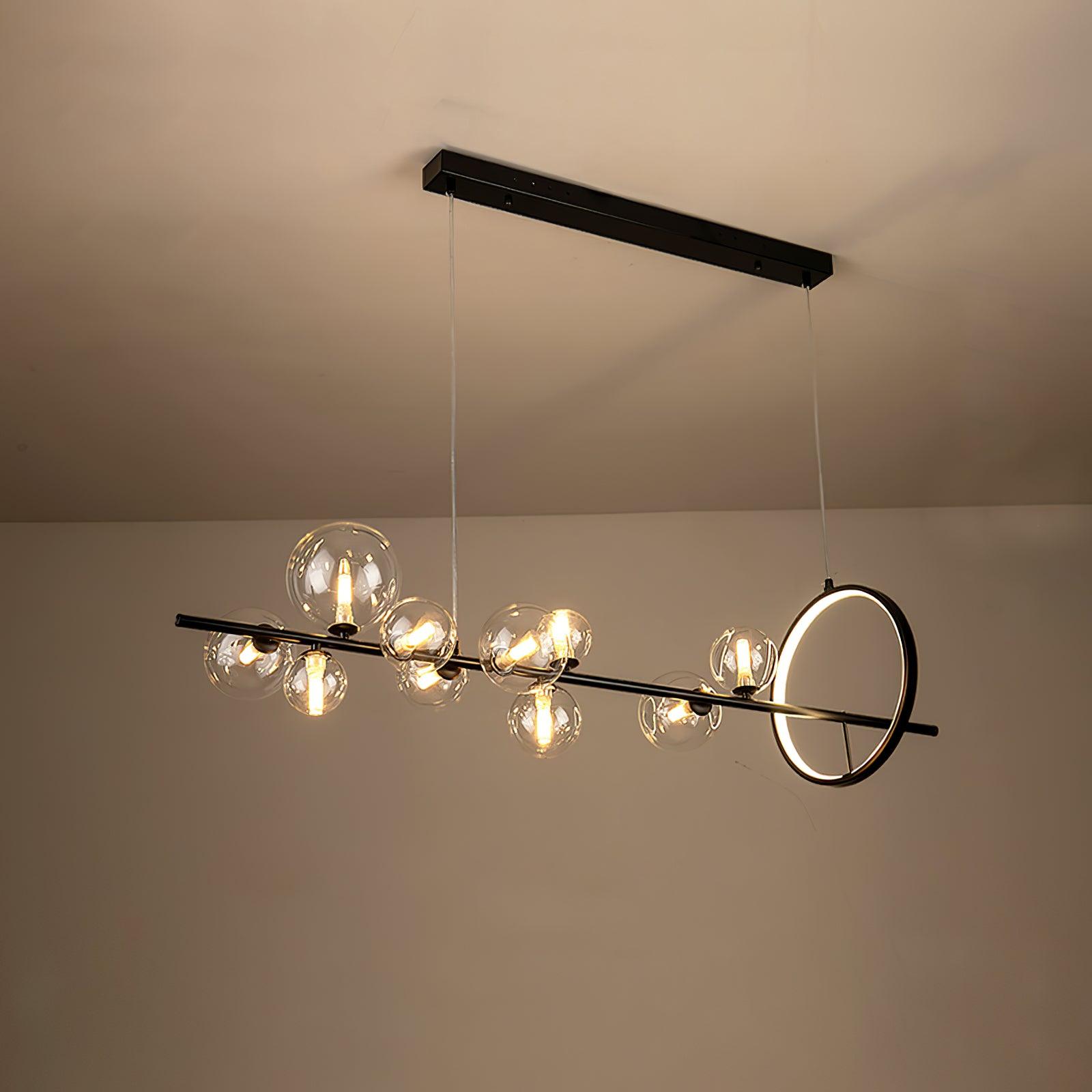 Lustra Lux Lampadario Vetro Bolla Nordico Nero LED