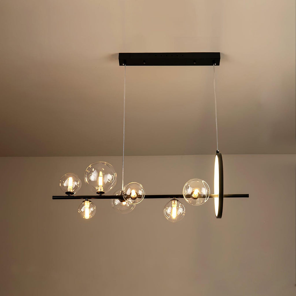 Lustra Lux Lampadario Vetro Bolla Nordico Nero LED