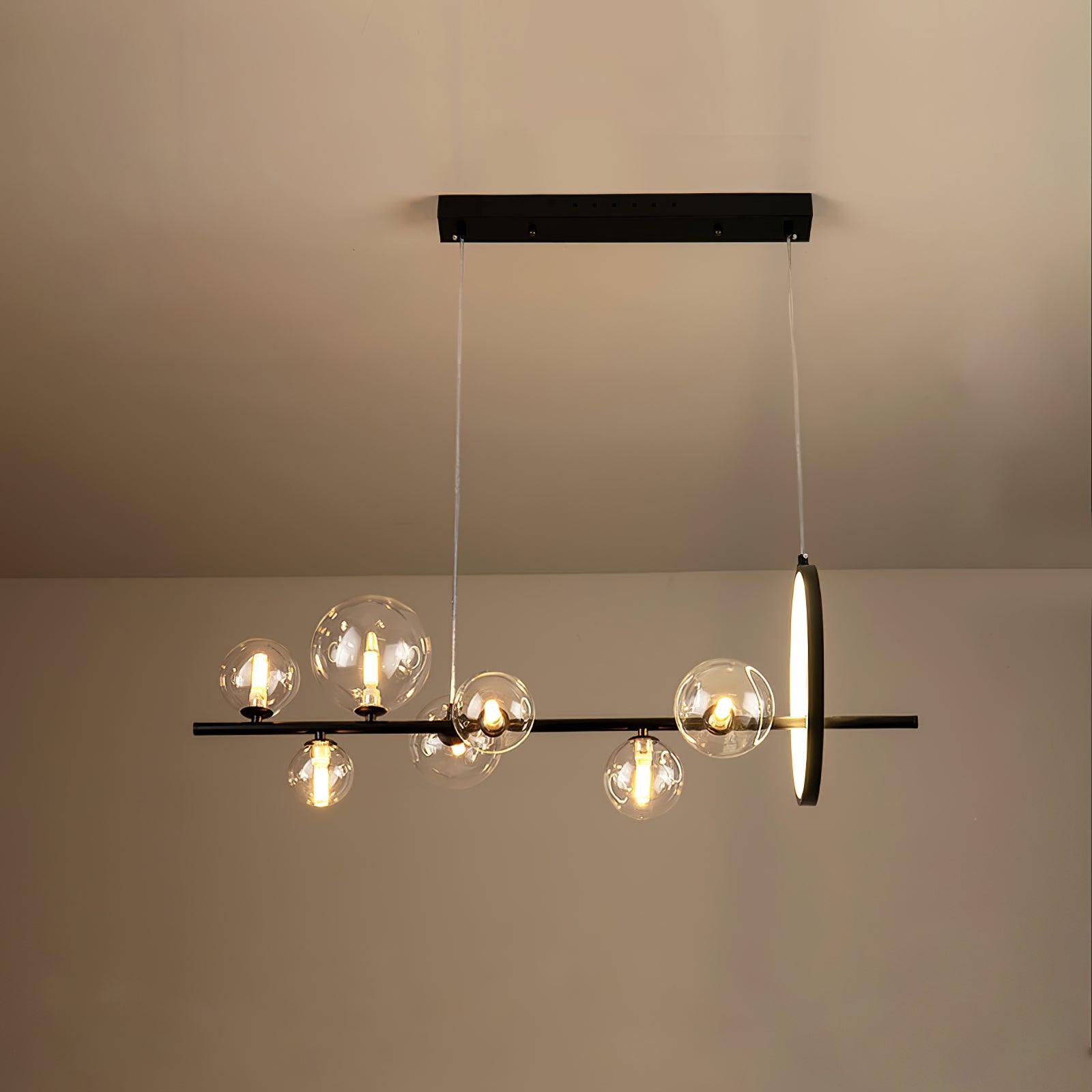 Lustra Lux Lampadario Vetro Bolla Nordico Nero LED