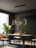 Lustra Lux Lampadario Vetro Bolla Nordico Nero LED