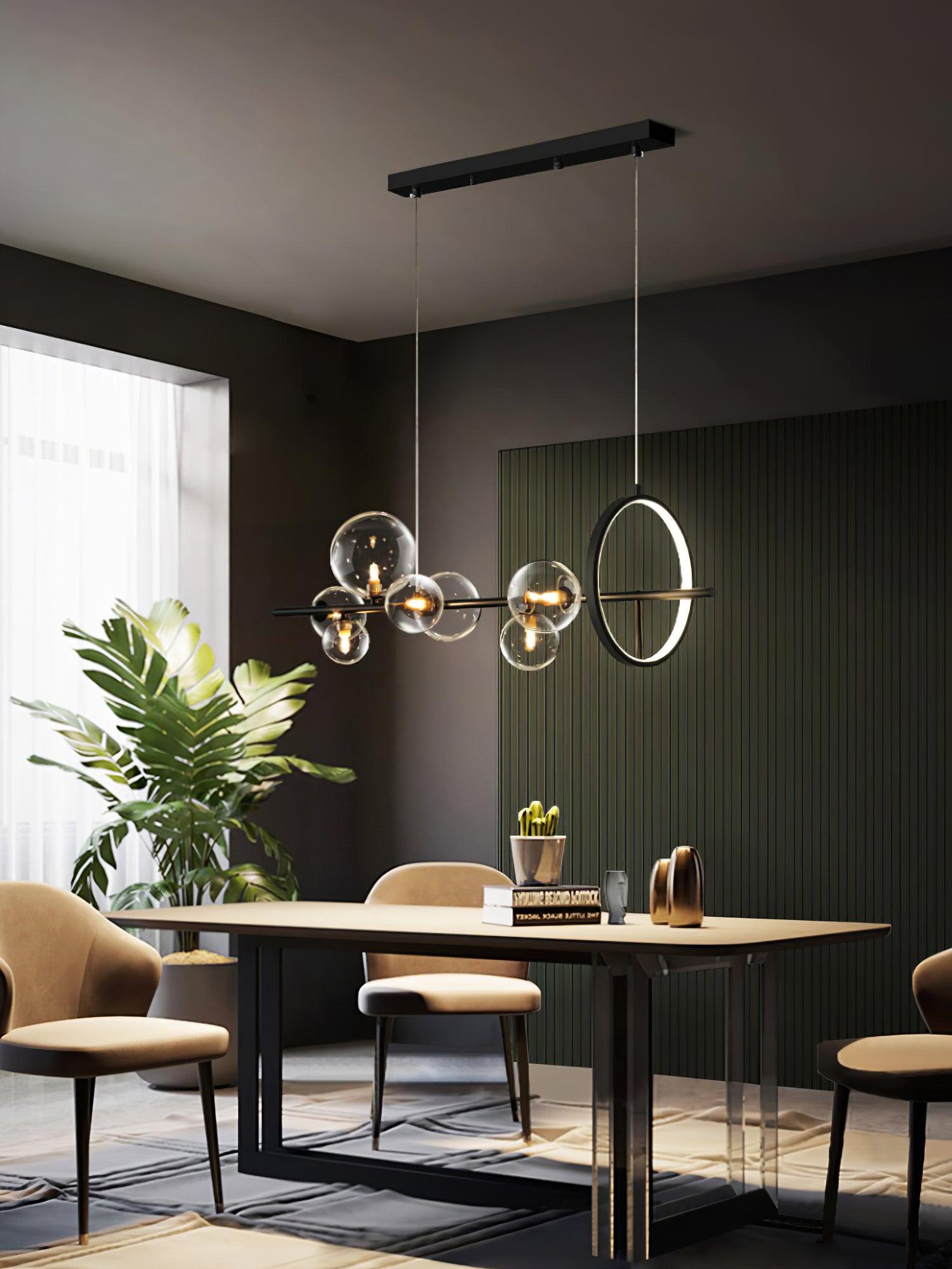 Lustra Lux Lampadario Vetro Bolla Nordico Nero LED