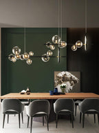Lustra Lux Lampadario Vetro Bolla Nordico Nero LED