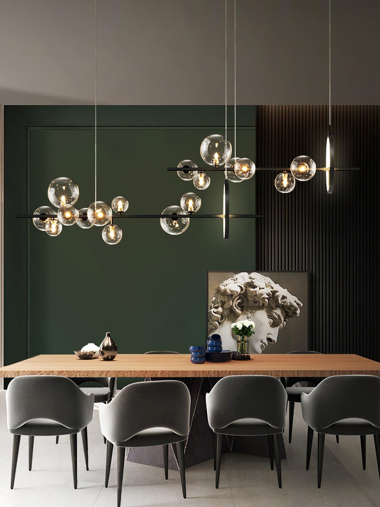 Lustra Lux Lampadario Vetro Bolla Nordico Nero LED