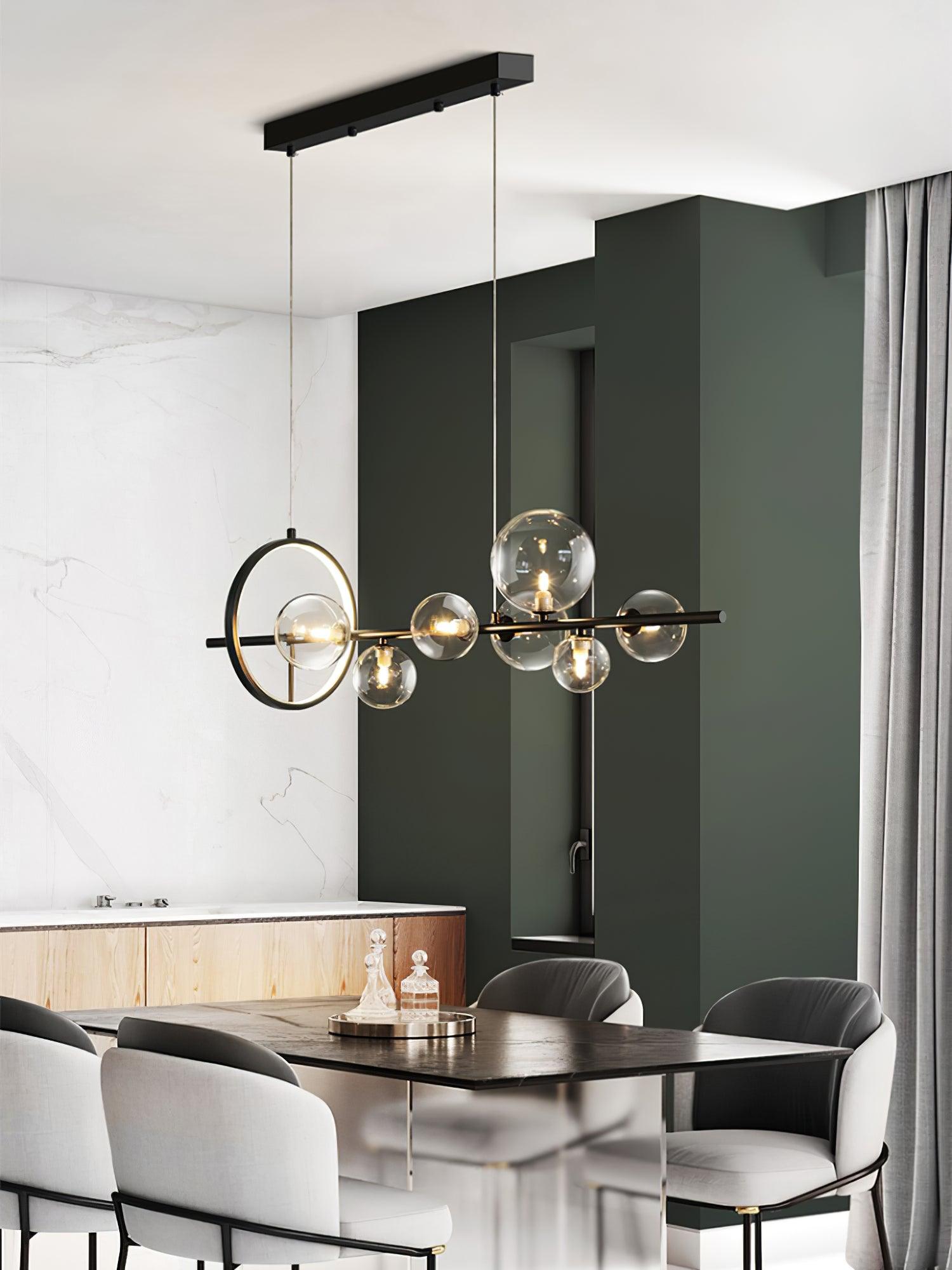 Lustra Lux Lampadario Vetro Bolla Nordico Nero LED