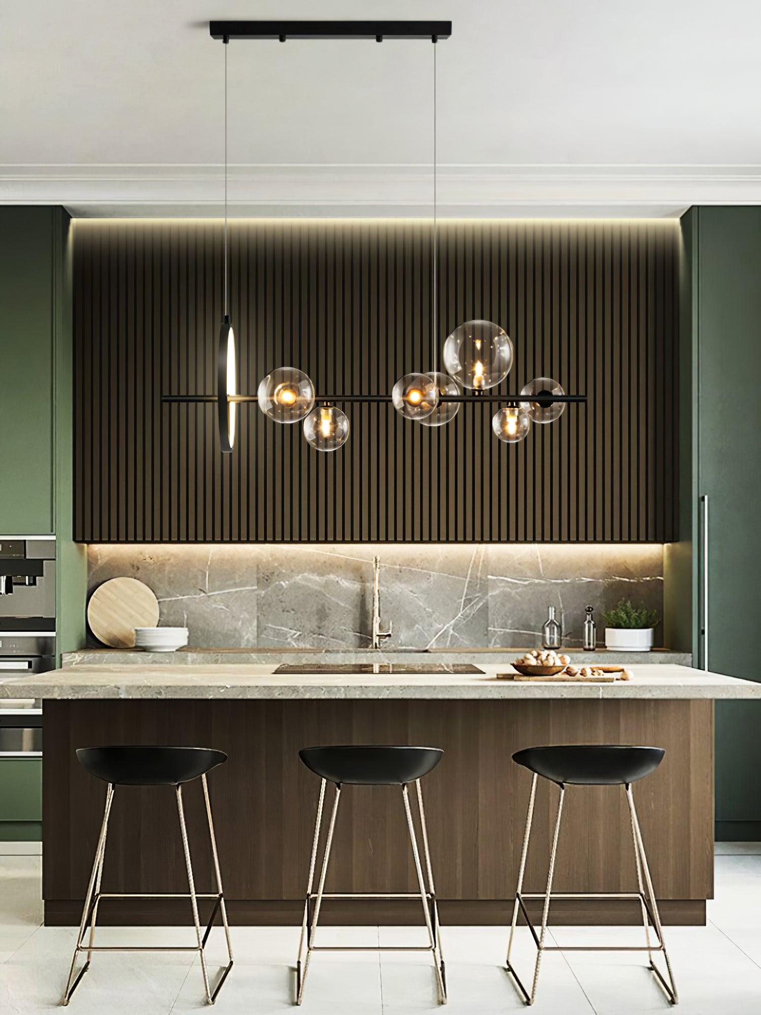 Lustra Lux Lampadario Vetro Bolla Nordico Nero LED