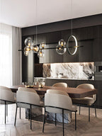Lustra Lux Lampadario Vetro Bolla Nordico Nero LED
