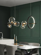 Lustra Lux Lampadario Vetro Bolla Nordico Nero LED